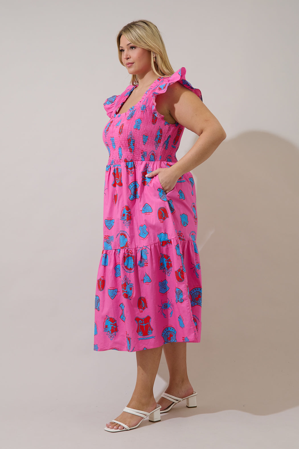 Glare Smock Tiered Midi Dress Zodiac Curve
