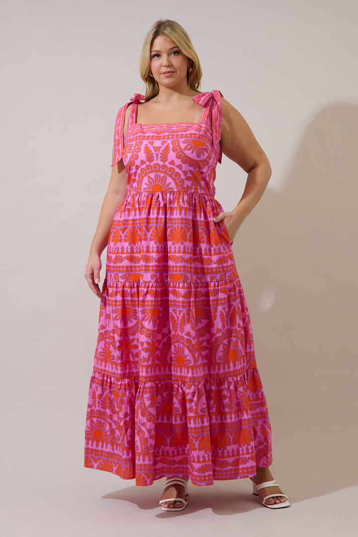 Tarie Tropical Emely Tiered Maxi Dress Curve