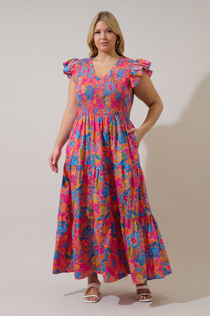 Sunfire Tiered Midi Dress Ranchero Floral Curve