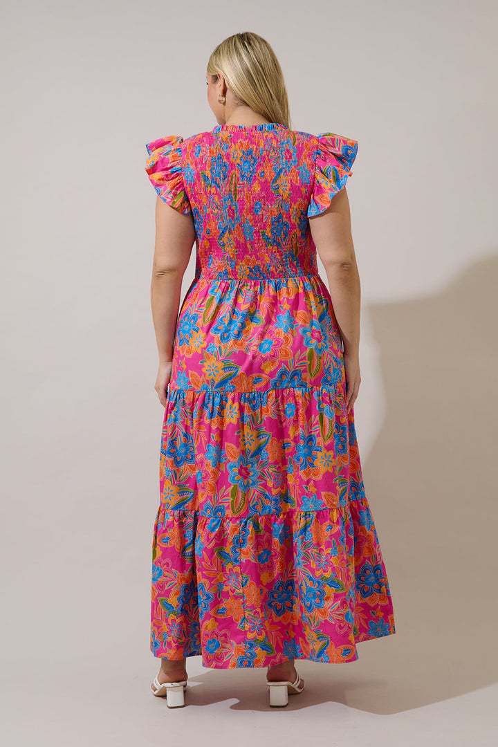 Sunfire Tiered Midi Dress Ranchero Floral Curve
