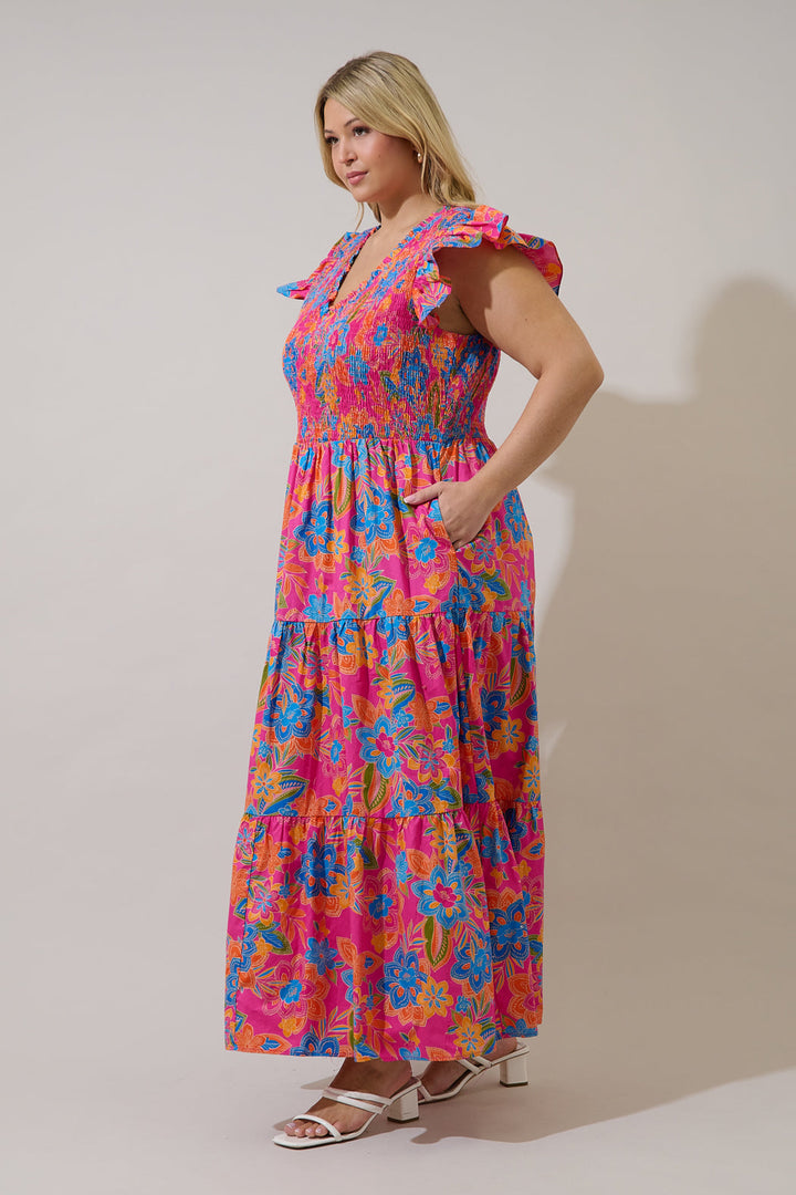 Sunfire Tiered Midi Dress Ranchero Floral Curve