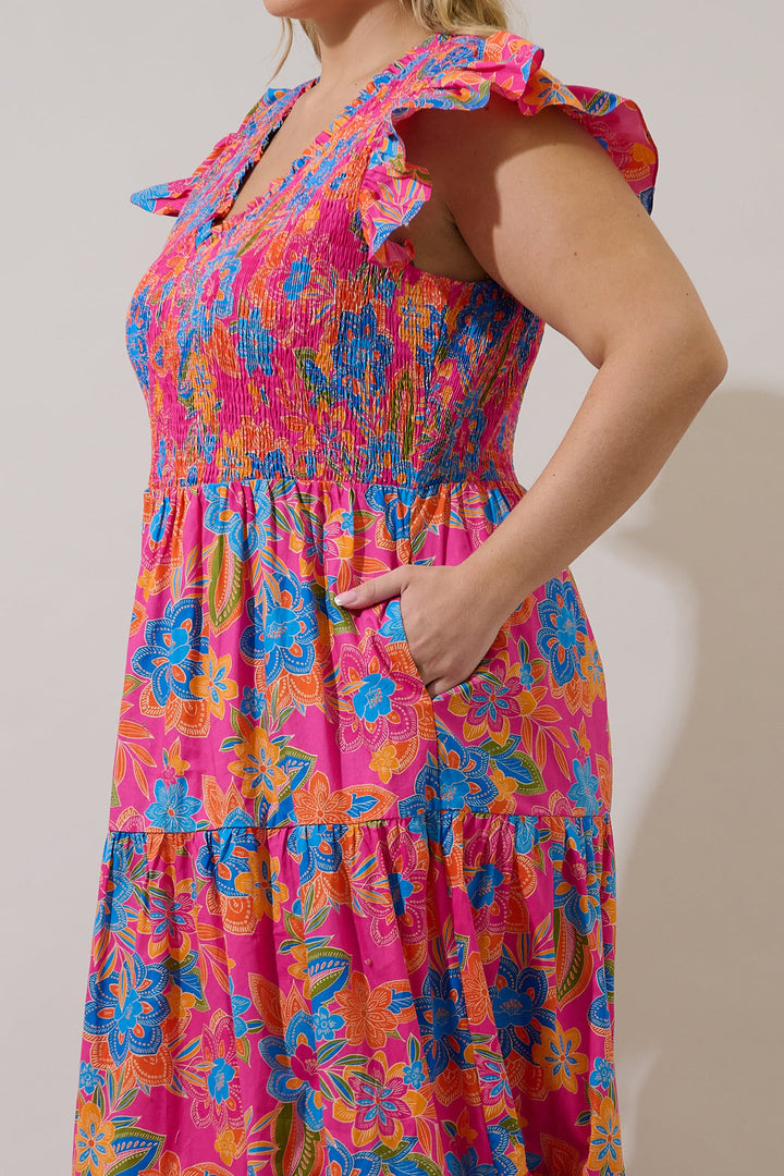 Sunfire Tiered Midi Dress Ranchero Floral Curve