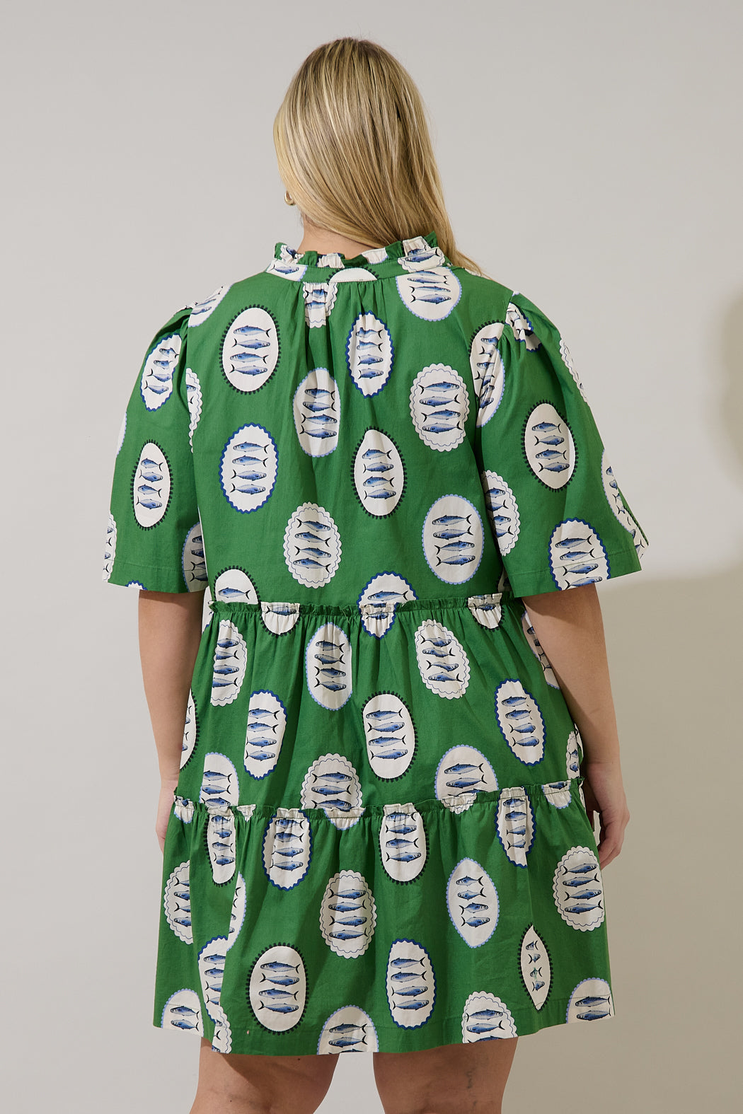 Dixie Split Neck Shift Dress Sardine Sea Curve