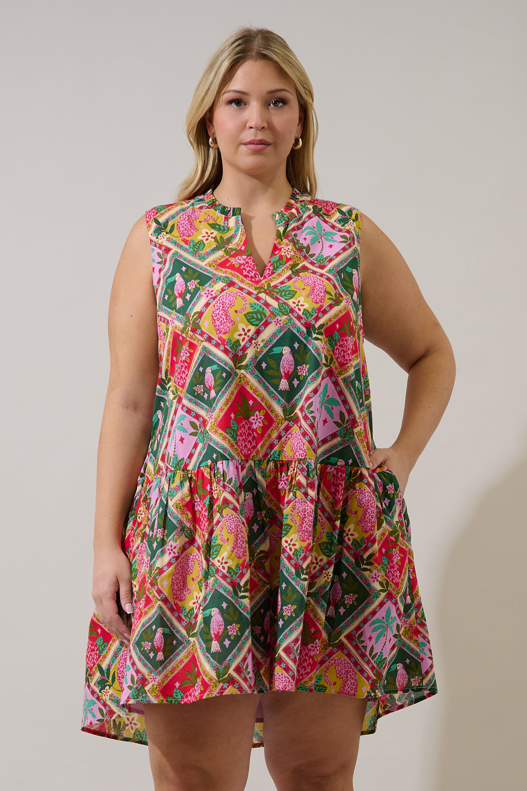Loly Trapeze Mini Dress Tropical Curve