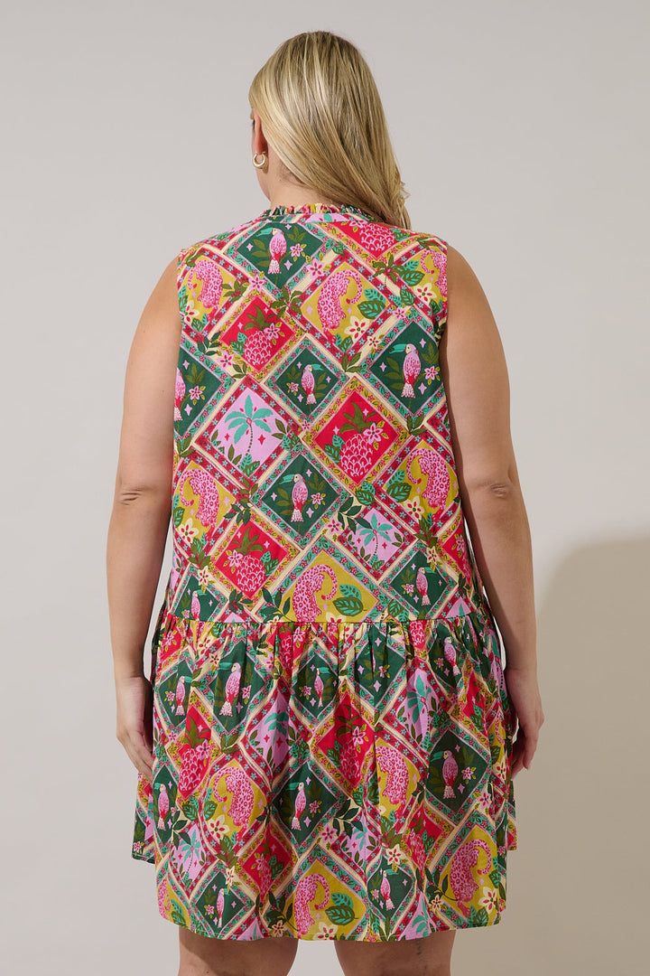 Loly Trapeze Mini Dress Tropical Curve