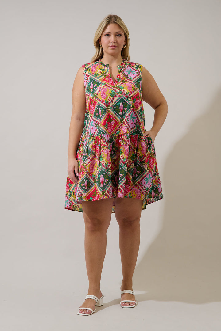 Loly Trapeze Mini Dress Tropical Curve