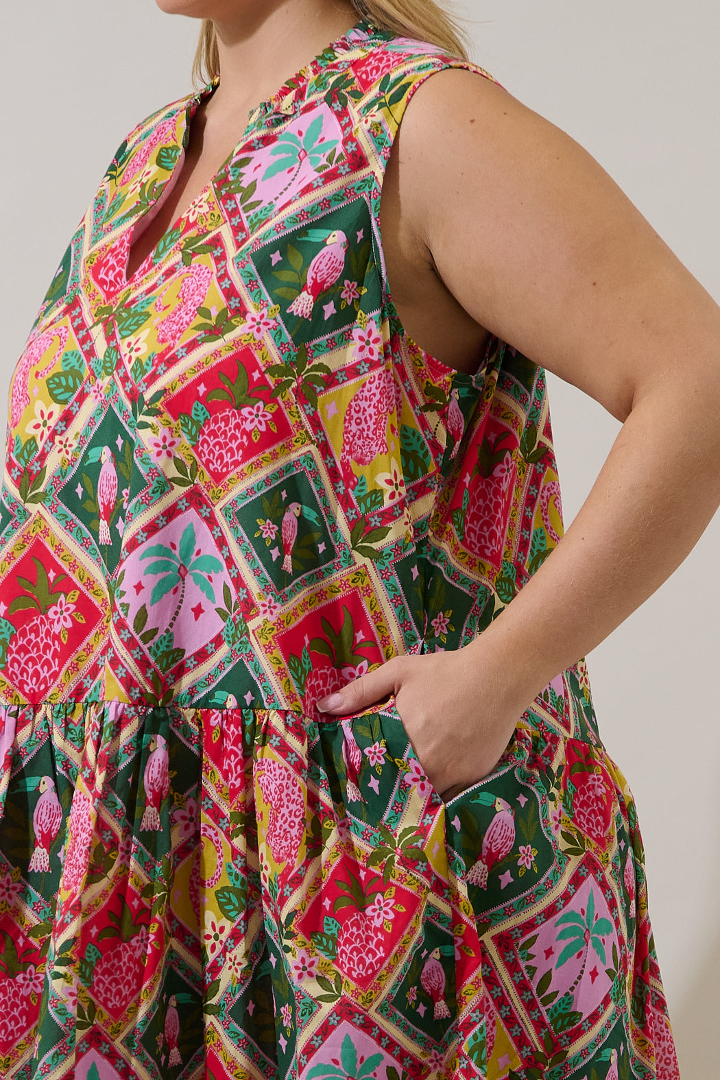 Loly Trapeze Mini Dress Tropical Curve