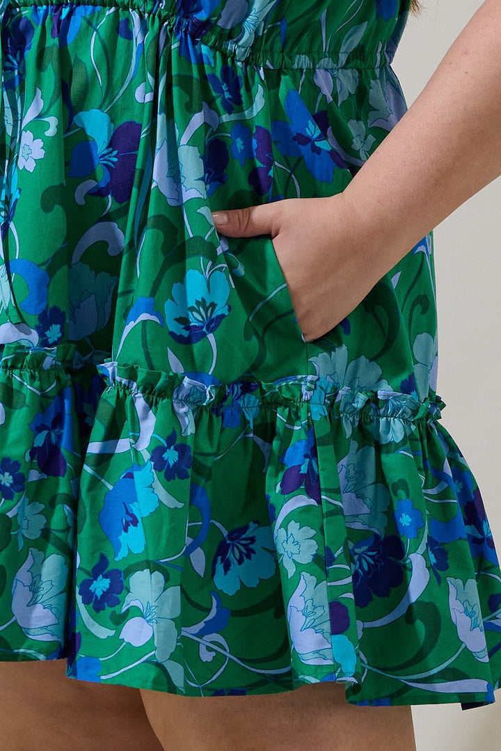Stacie Button Down Mini Dress Lomeli Floral Curve