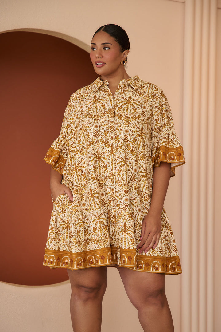 Shift Mini Dress Calina Tropical Curve