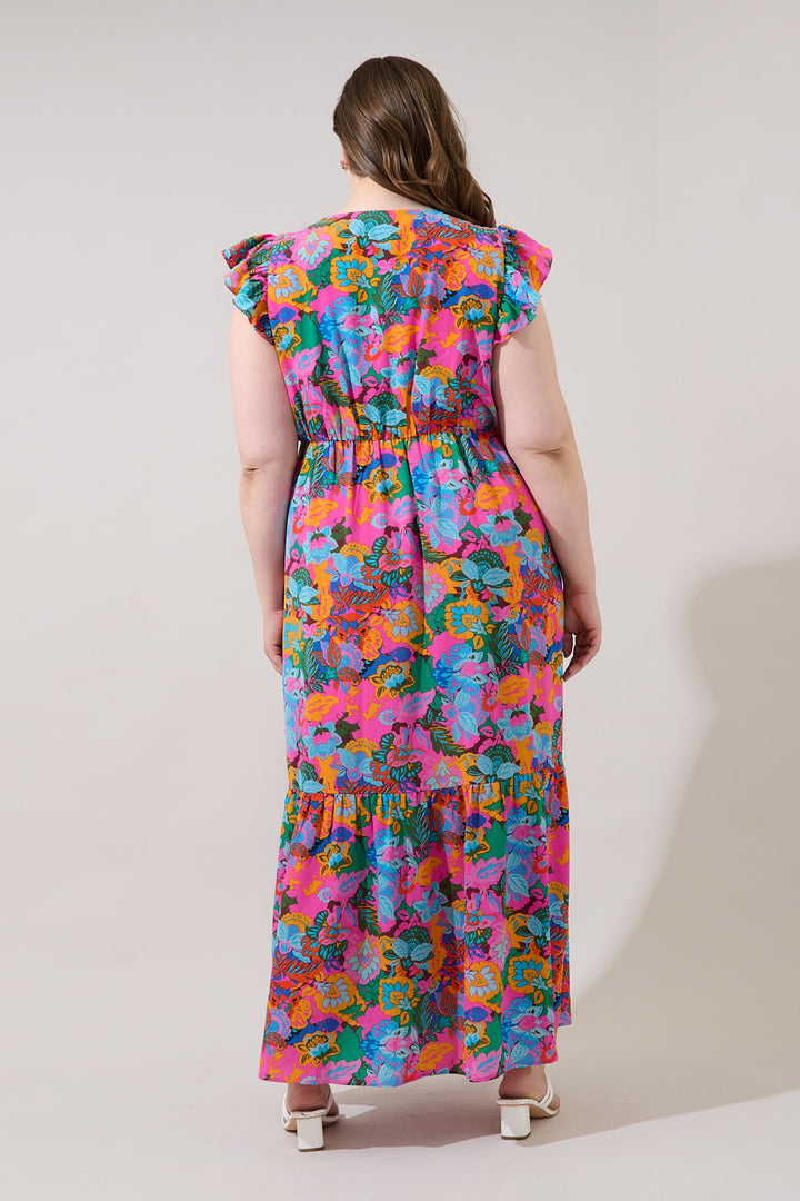 Evianna Flutter Maxi Dress Madely Floral Curve