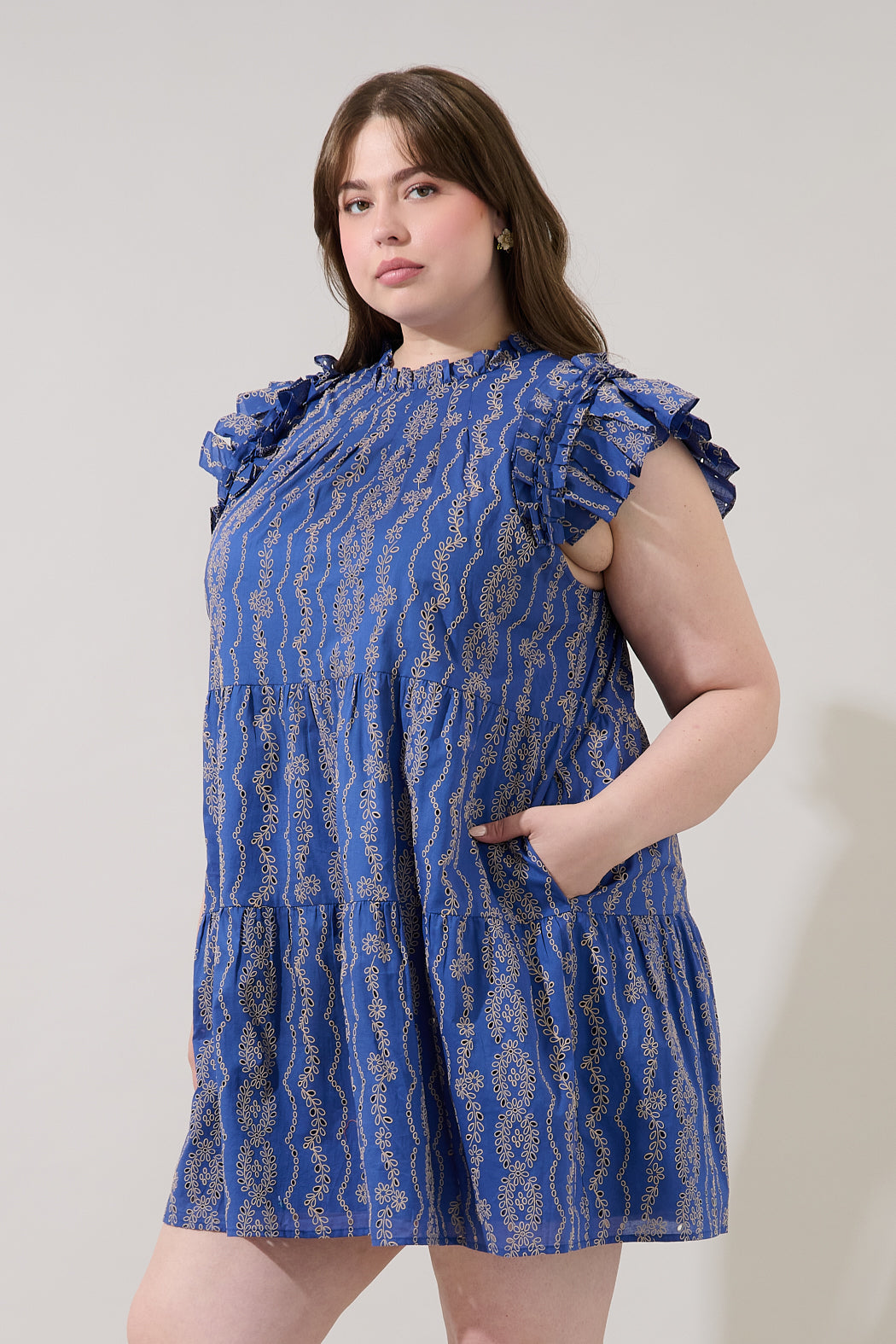 Lauren Shift Mini Dress Eyelet Curve