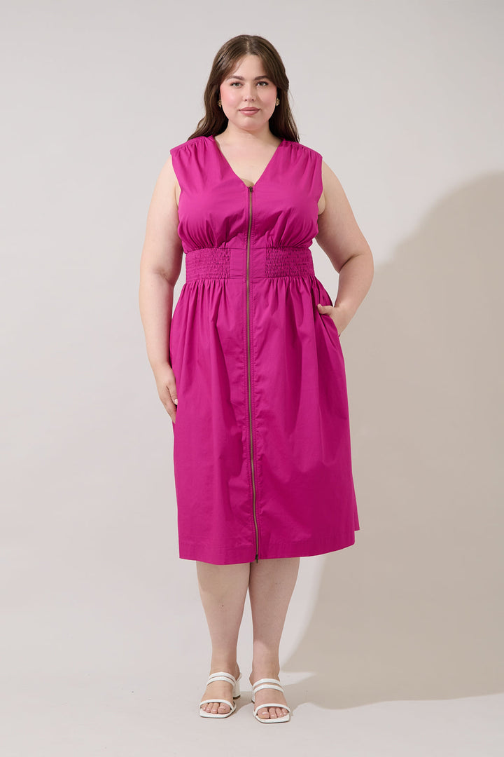 Joslyn Two-way Zipper Midi Dress Curve