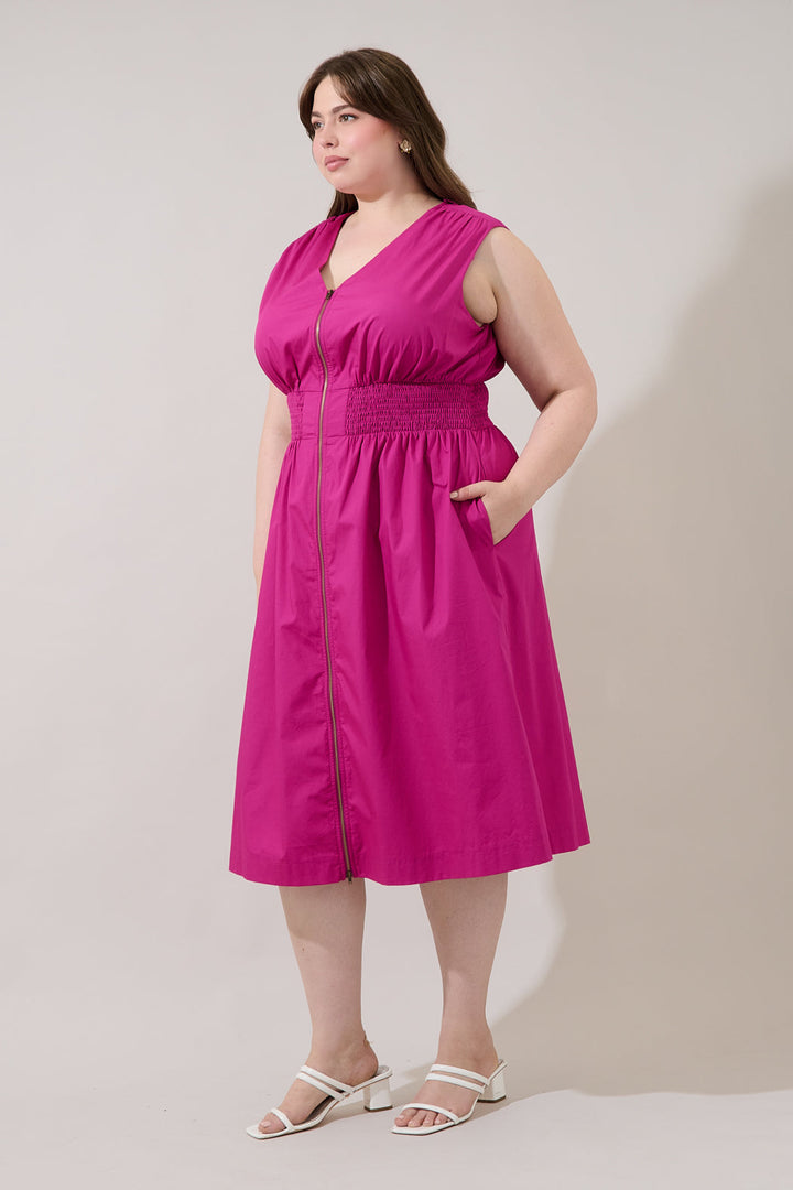Joslyn Two-way Zipper Midi Dress Curve