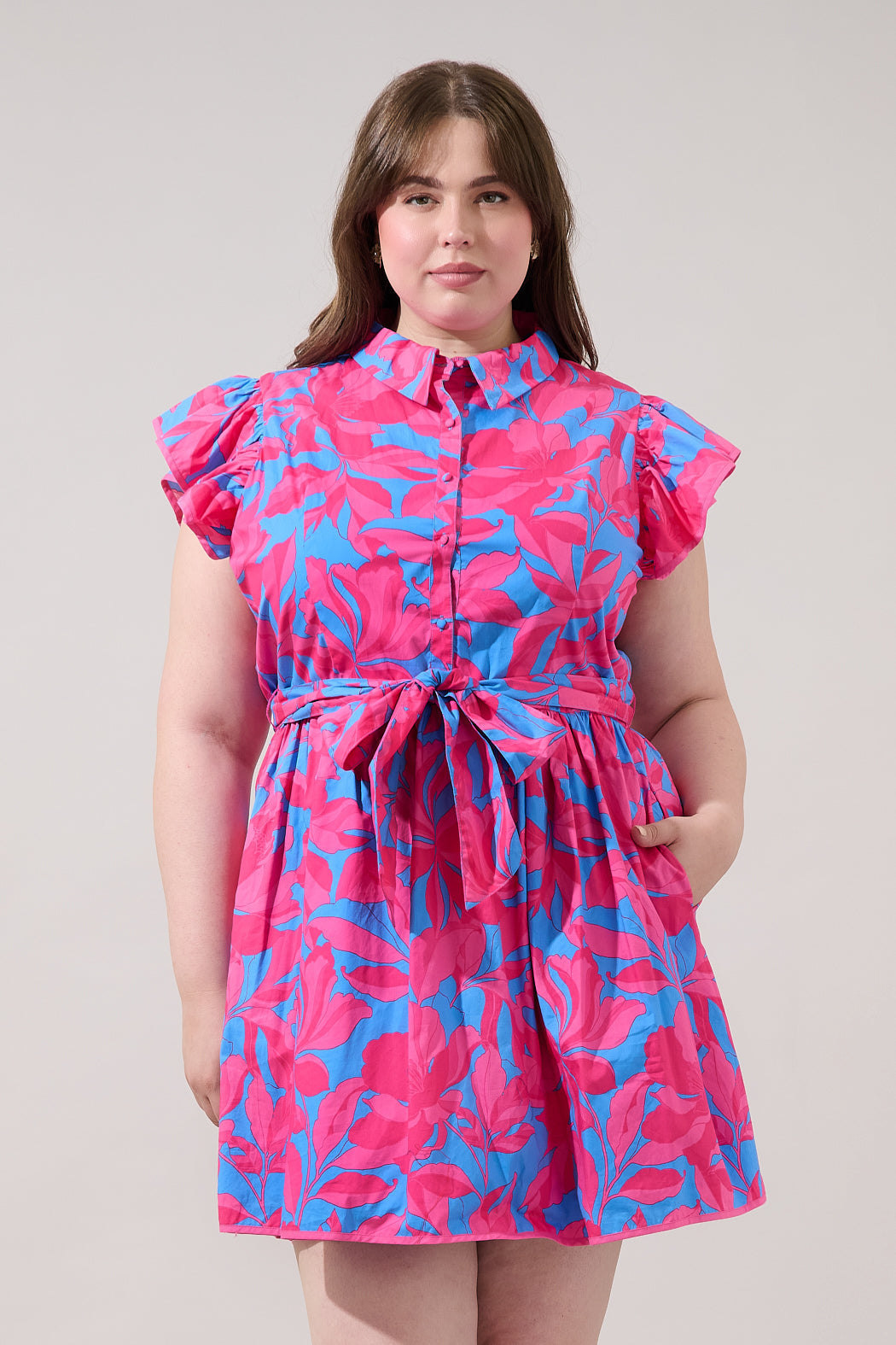 Maia Ruffle Collared Dress Curve Meira Floral