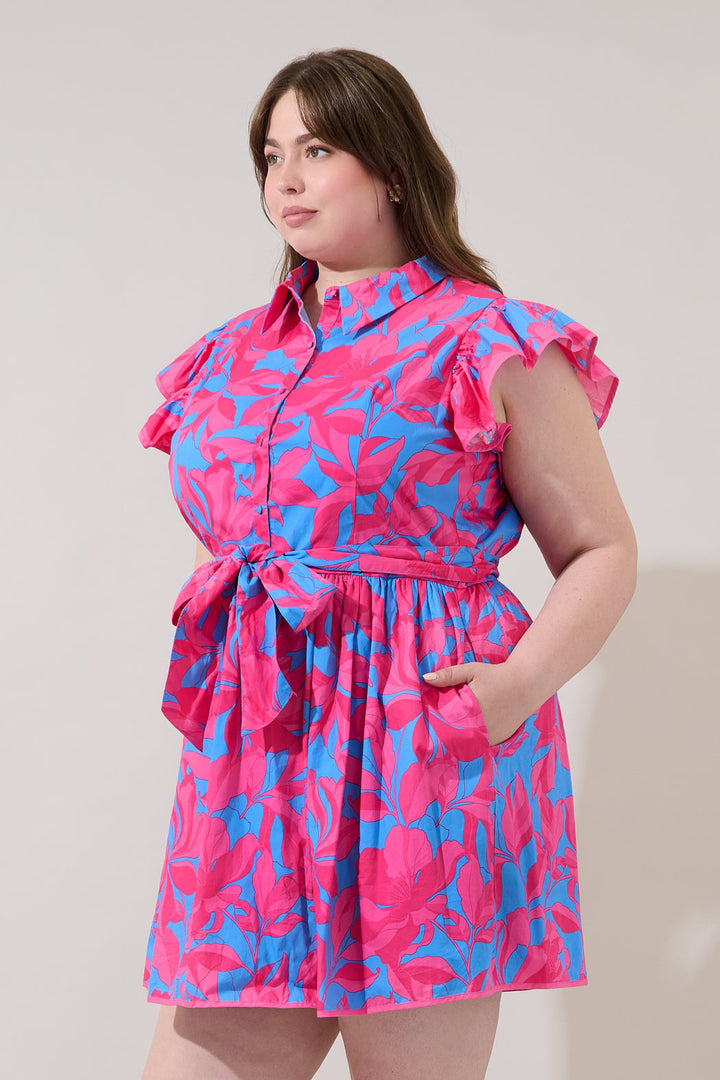 Maia Ruffle Collared Dress Curve Meira Floral