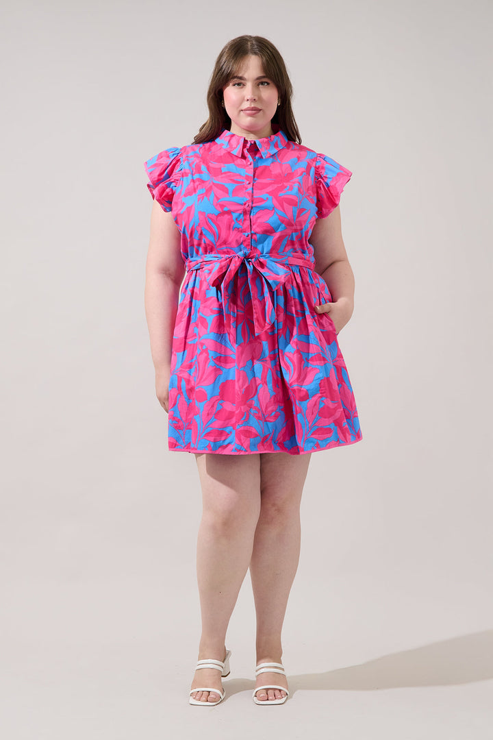 Maia Ruffle Collared Dress Curve Meira Floral