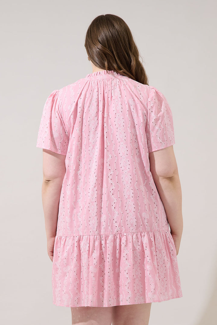Azari Shift Mini Dress Eyelet Curve