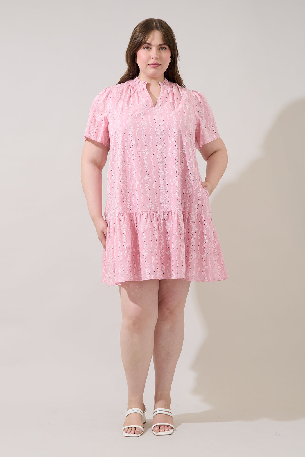 Azari Shift Mini Dress Eyelet Curve
