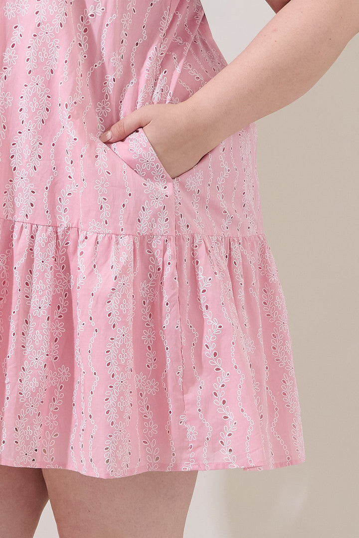 Azari Shift Mini Dress Eyelet Curve