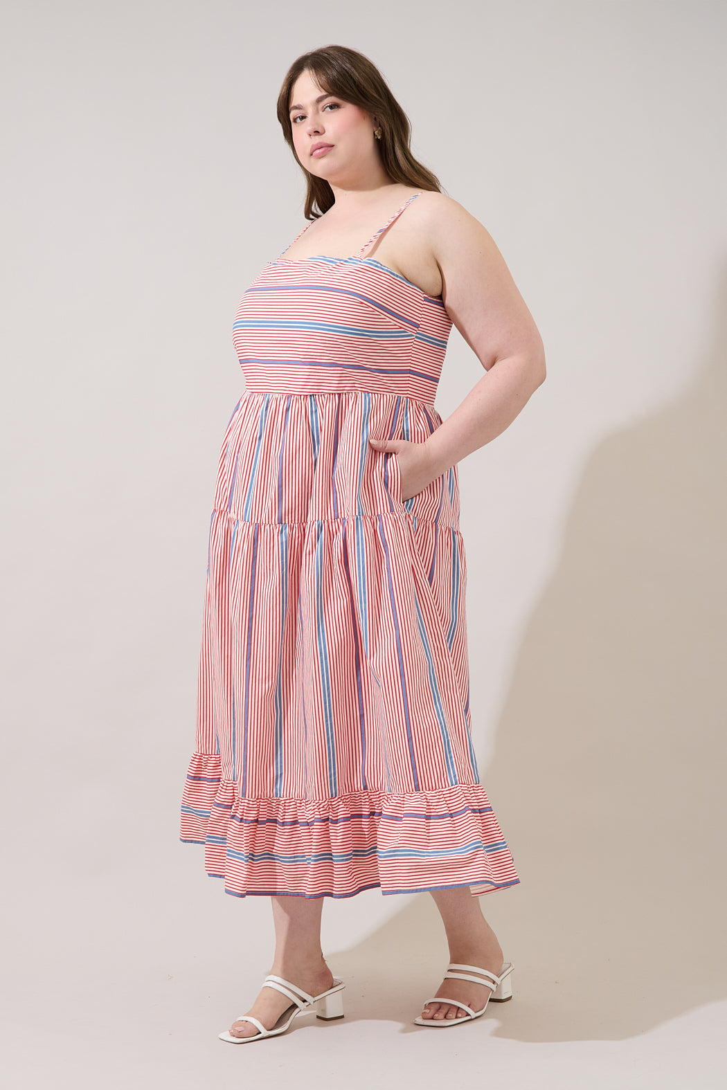 Brynley Cami Midi Dress Stripe Curve
