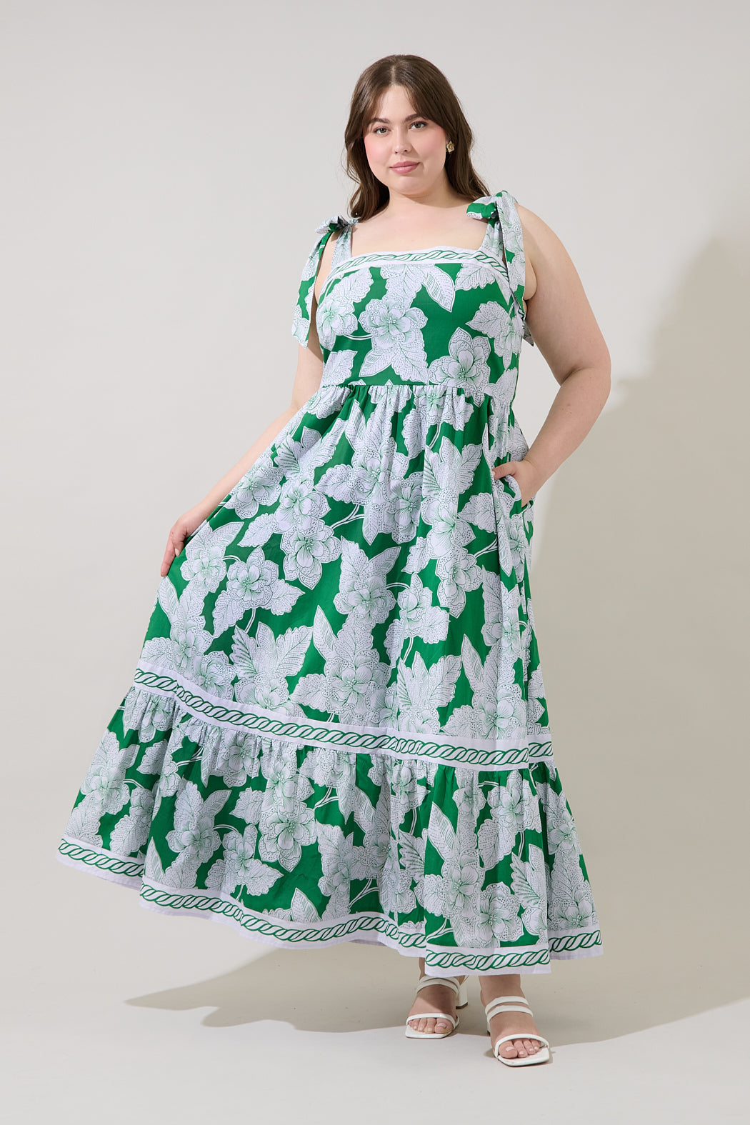 Rency Floral Pime Smocked Maxi Dress Curve