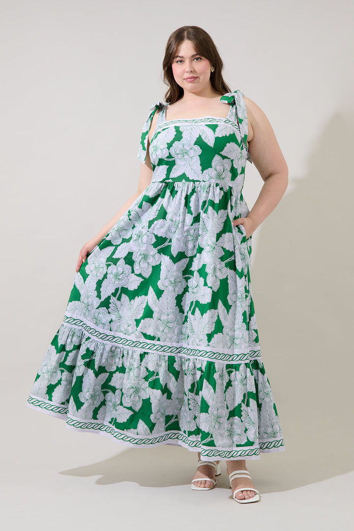 Rency Floral Pime Smocked Maxi Dress Curve