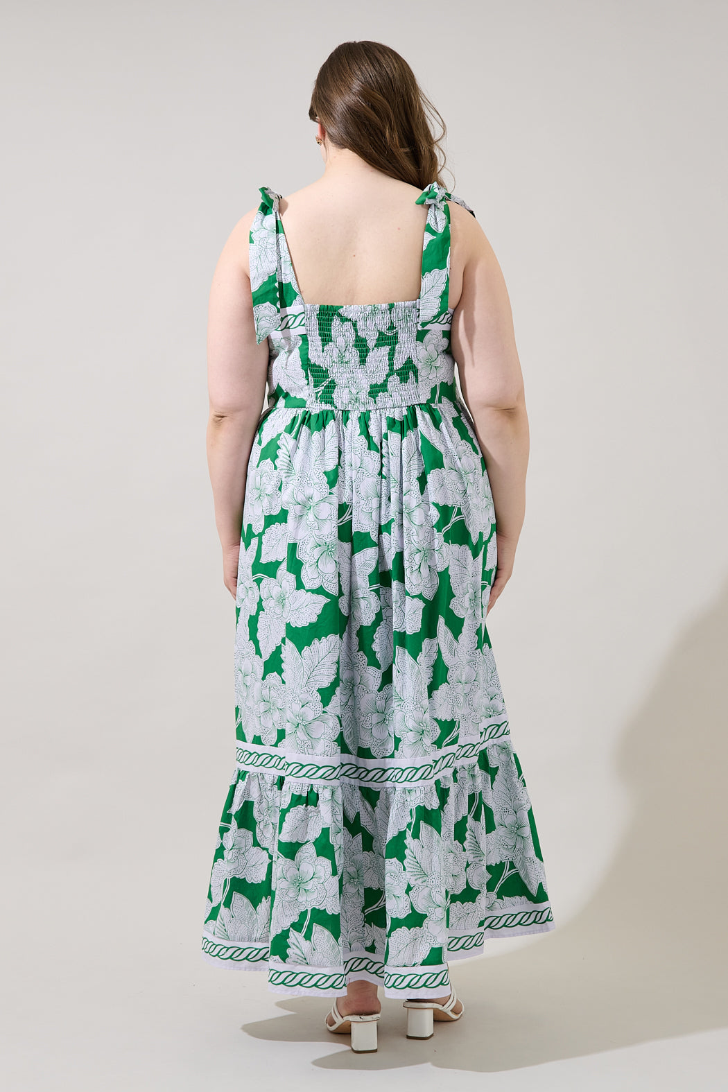 Rency Floral Pime Smocked Maxi Dress Curve