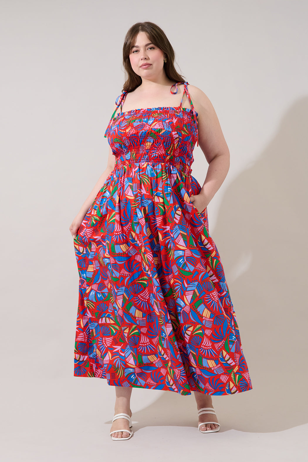 Juciel Smocked Maxi Dress Tropical Curve