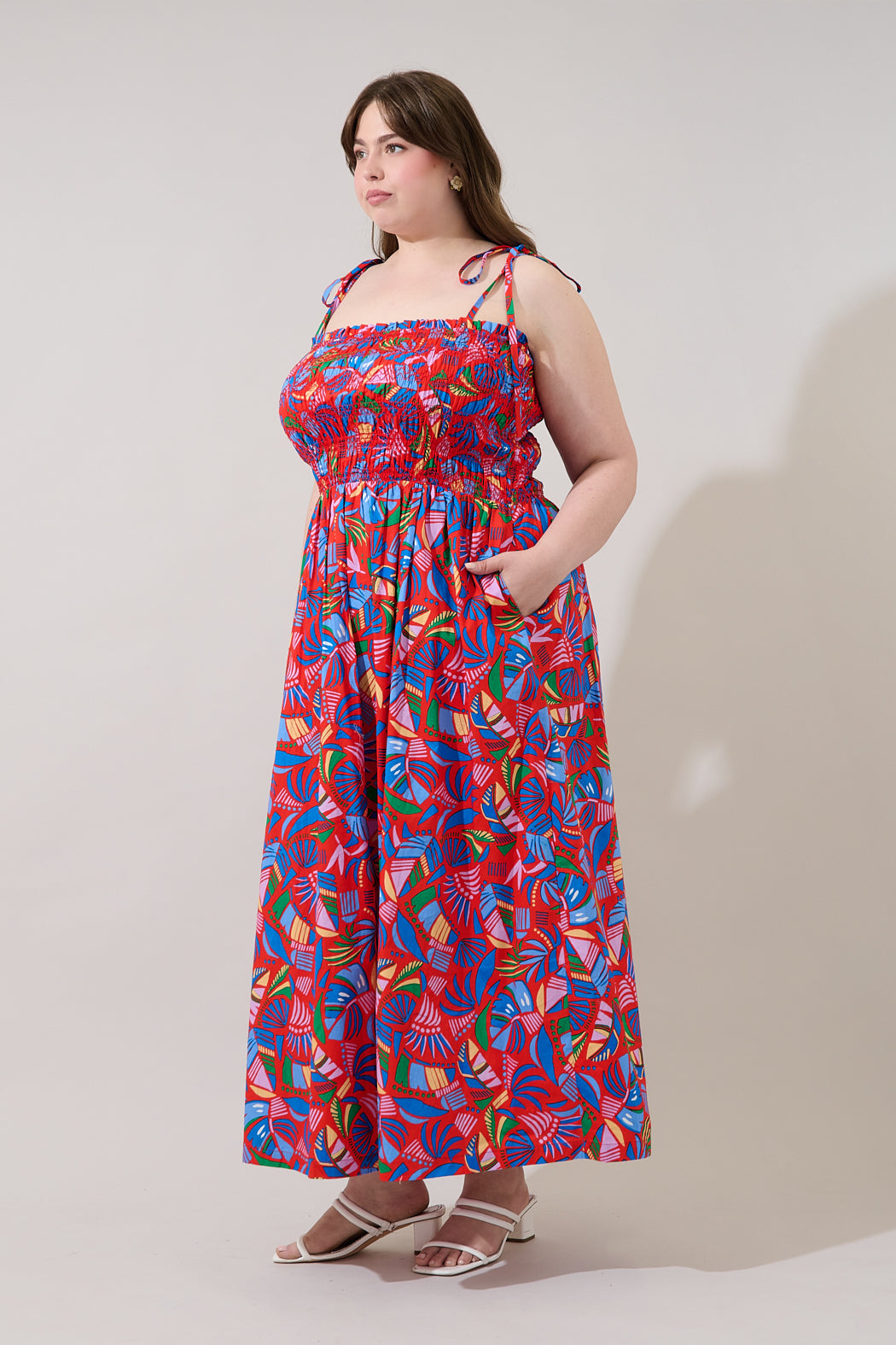 Juciel Smocked Maxi Dress Tropical Curve
