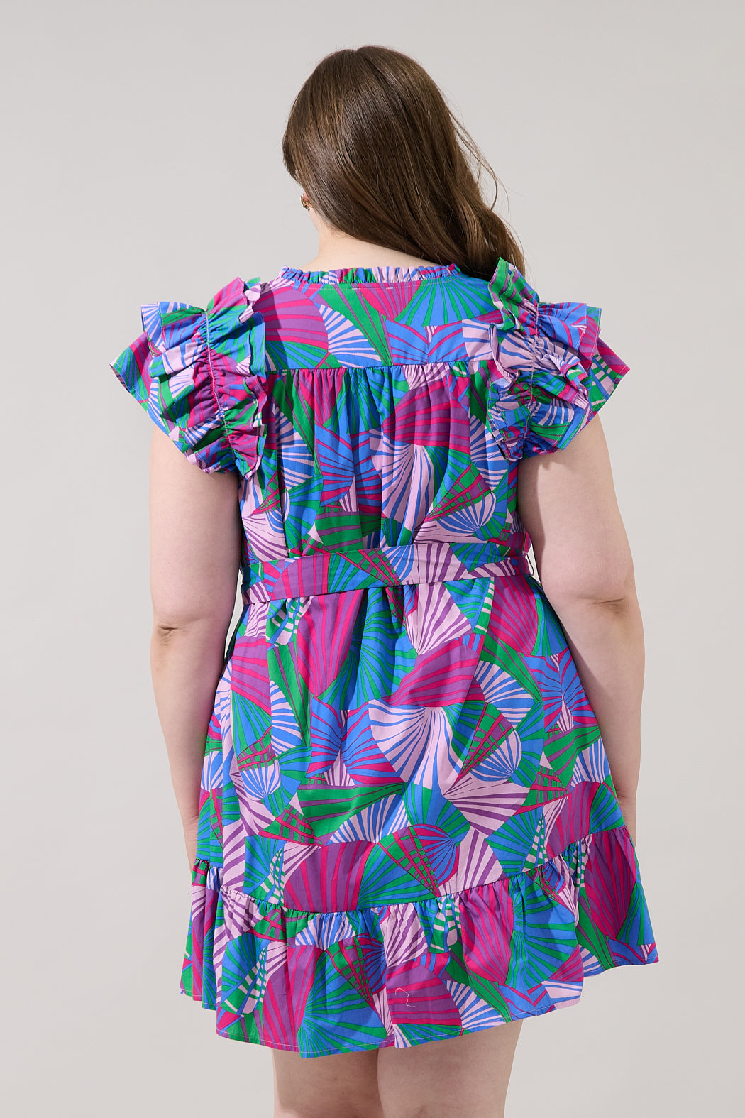 Ivona Ruffle Mini Dress Tropical Curve