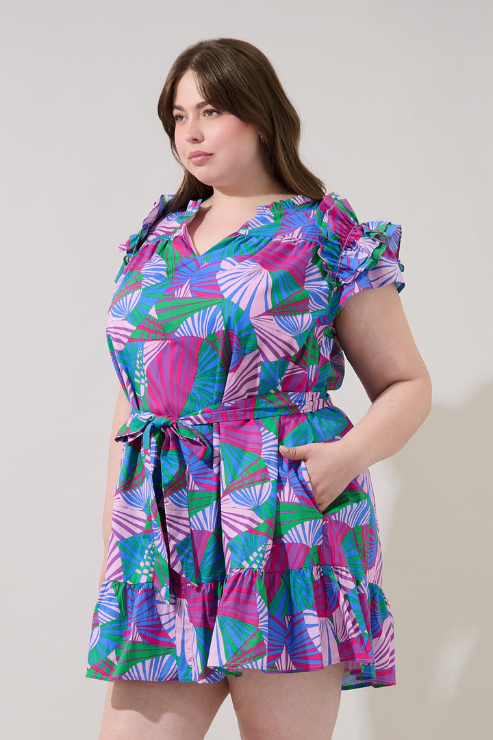 Ivona Ruffle Mini Dress Tropical Curve
