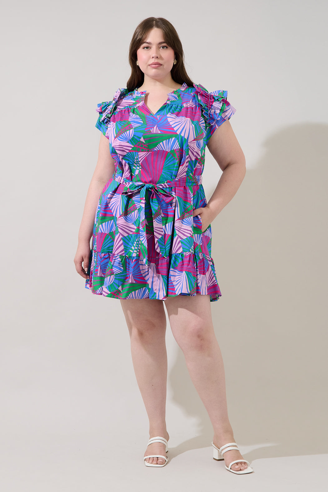 Ivona Ruffle Mini Dress Tropical Curve