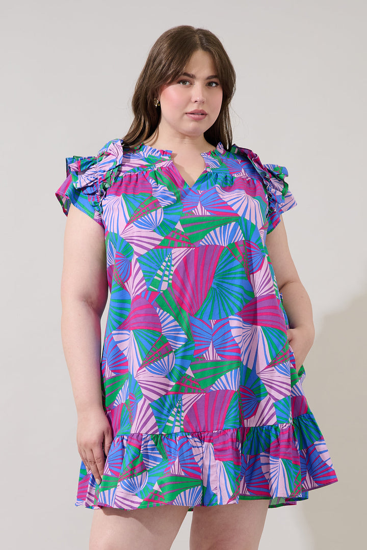 Ivona Ruffle Mini Dress Tropical Curve