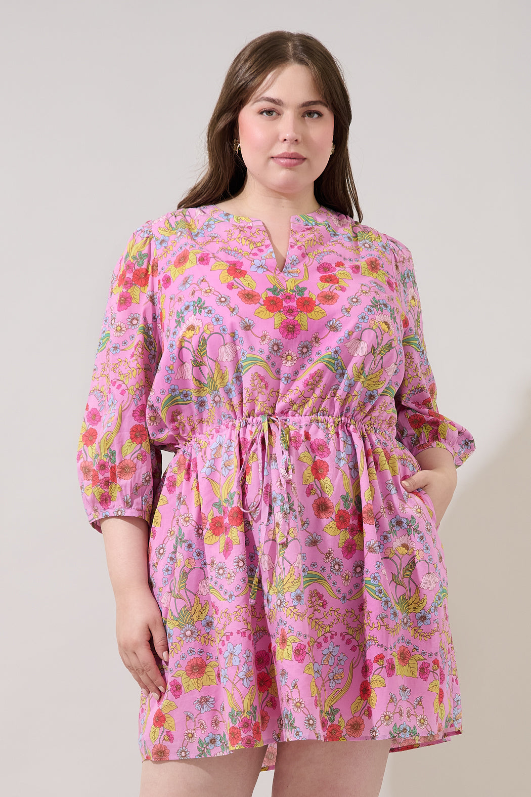 Ramsie Floral Melany Shift Mini Dress Curve