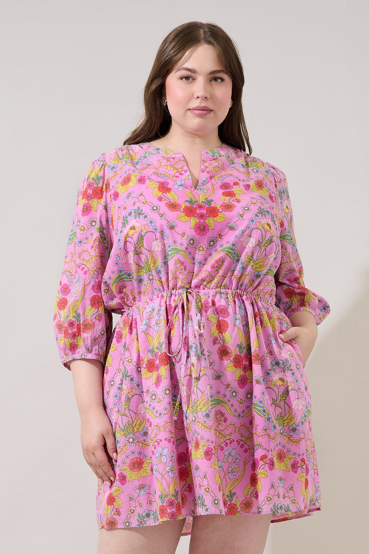 Ramsie Floral Melany Shift Mini Dress Curve