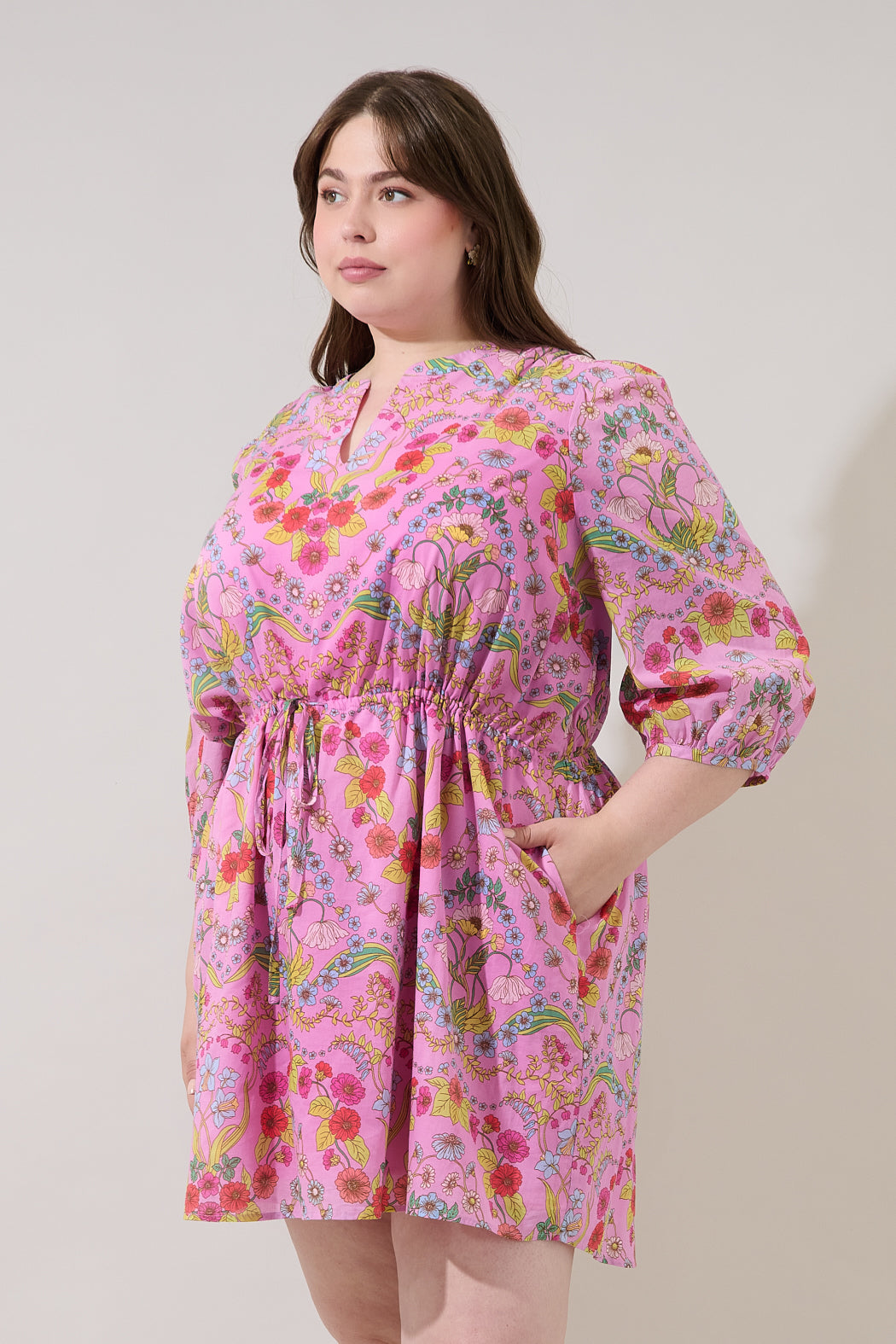 Ramsie Floral Melany Shift Mini Dress Curve