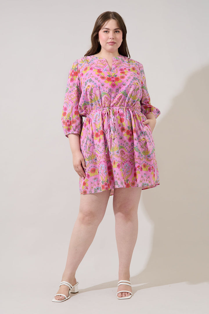 Ramsie Floral Melany Shift Mini Dress Curve