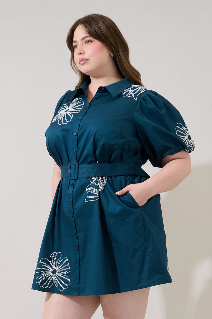 Aurely Embroidery Shirt Mini Dress Curve