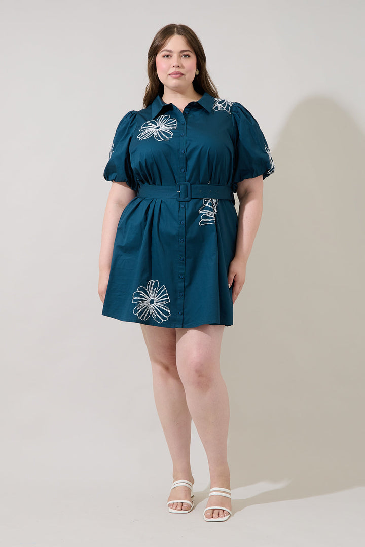 Aurely Embroidery Shirt Mini Dress Curve