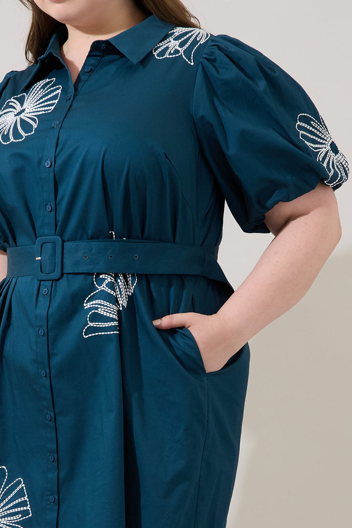 Aurely Embroidery Shirt Mini Dress Curve