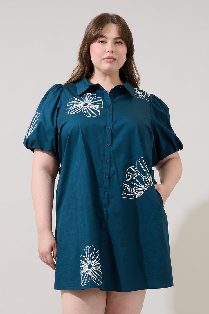 Aurely Embroidery Shirt Mini Dress Curve