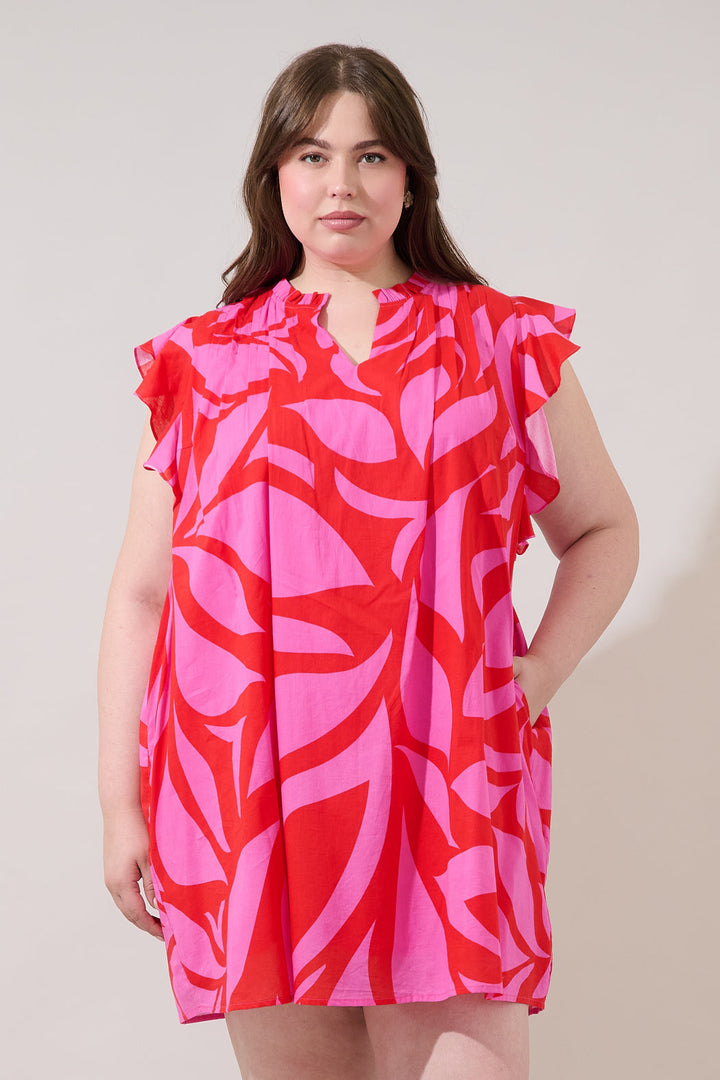 Renie Shift Mini Dress Abstract Curve