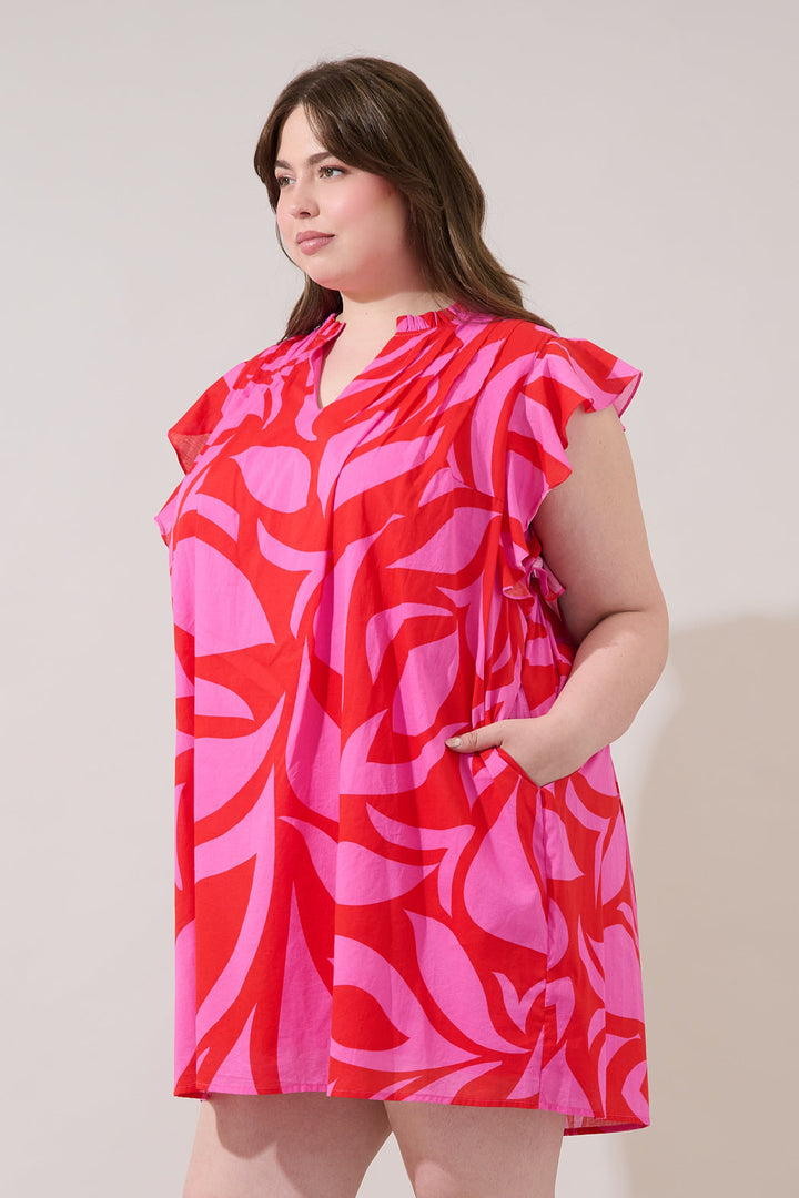 Renie Shift Mini Dress Abstract Curve
