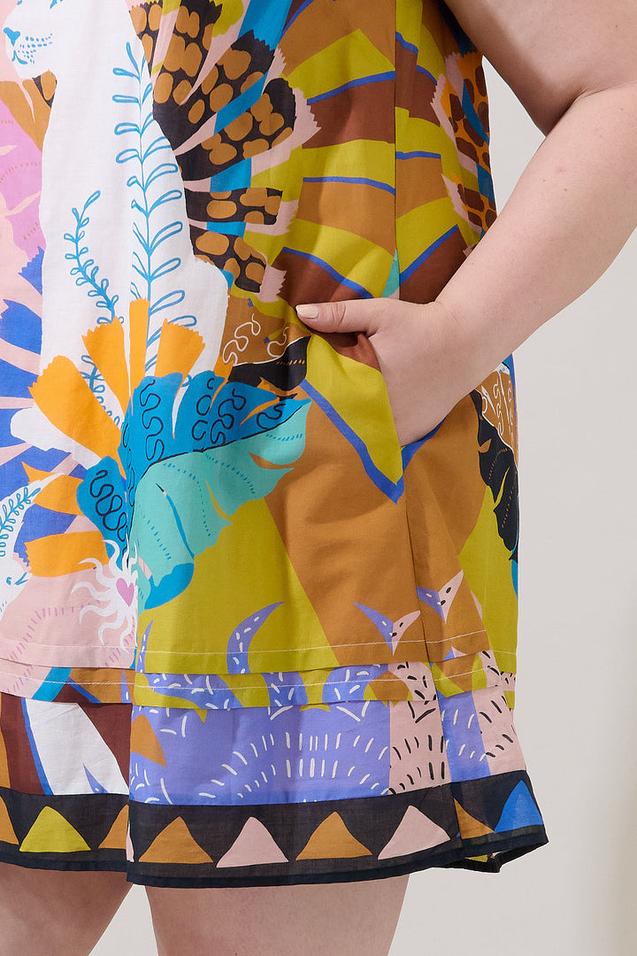 Pattie Ruffle Shift Mini Dress Tropical Curve