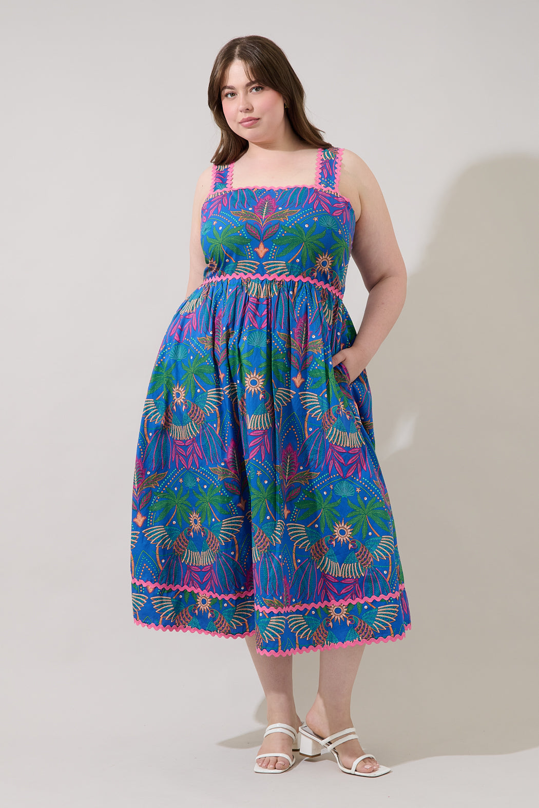 Rulley Pleated Midi Dress Yori Tropical Curve