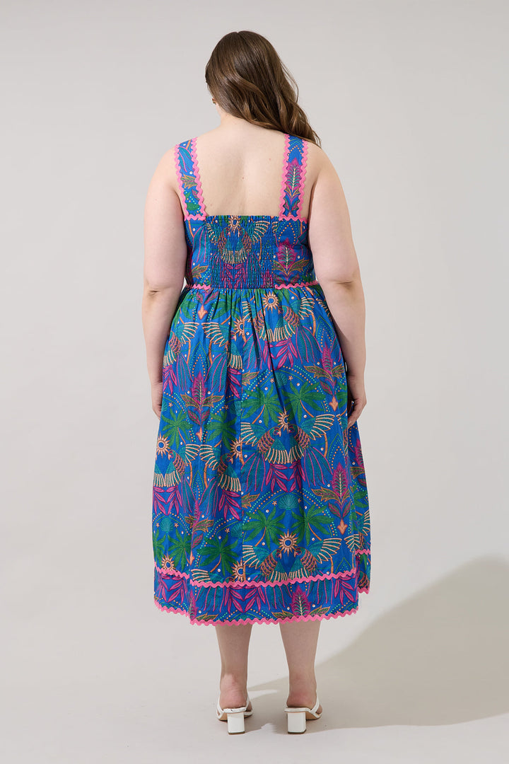 Rulley Pleated Midi Dress Yori Tropical Curve