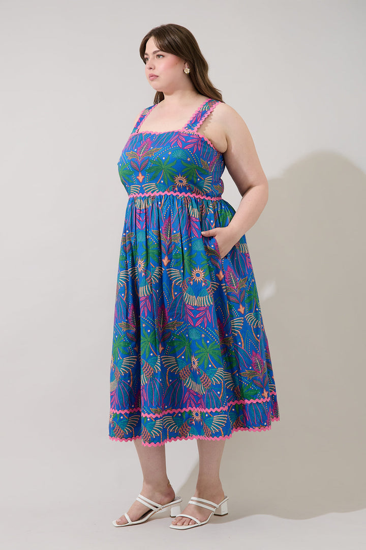Rulley Pleated Midi Dress Yori Tropical Curve