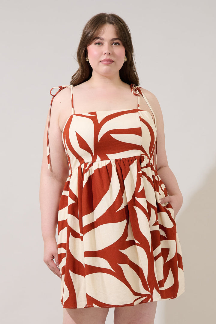 Keily Babydoll Mini Dress Abstract Curve