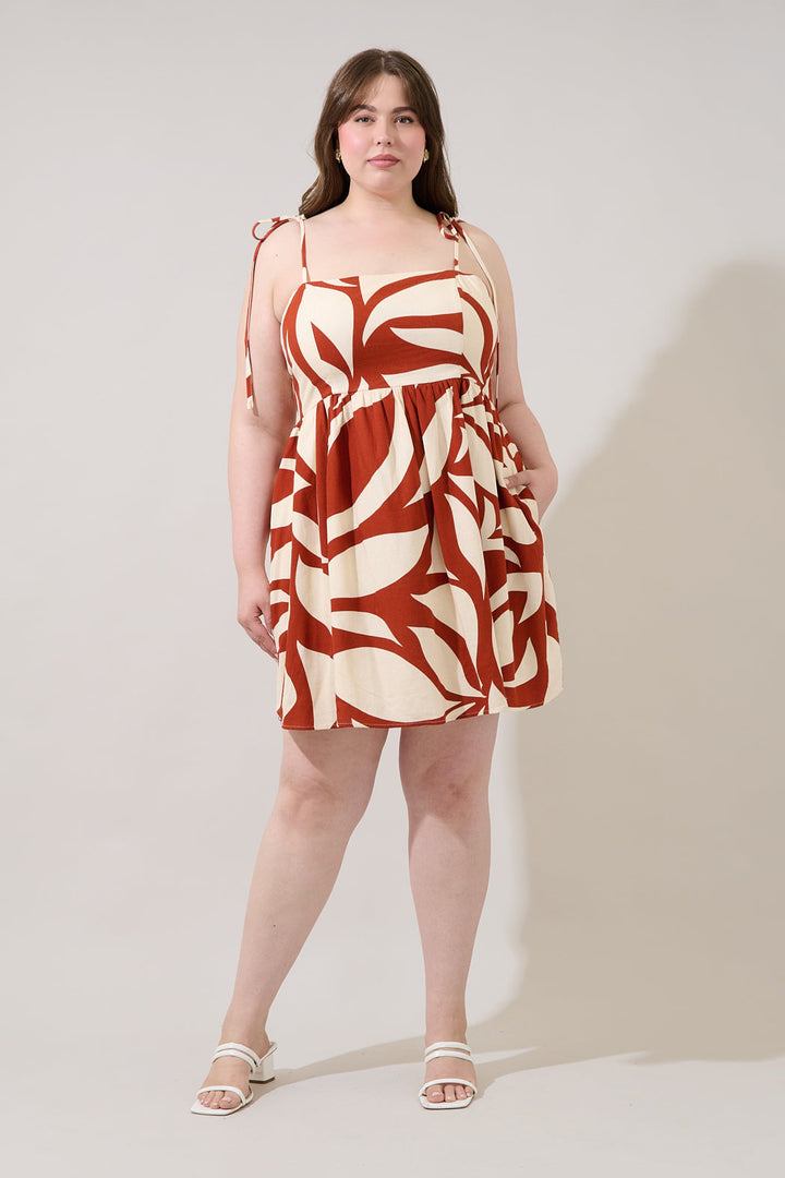Keily Babydoll Mini Dress Abstract Curve