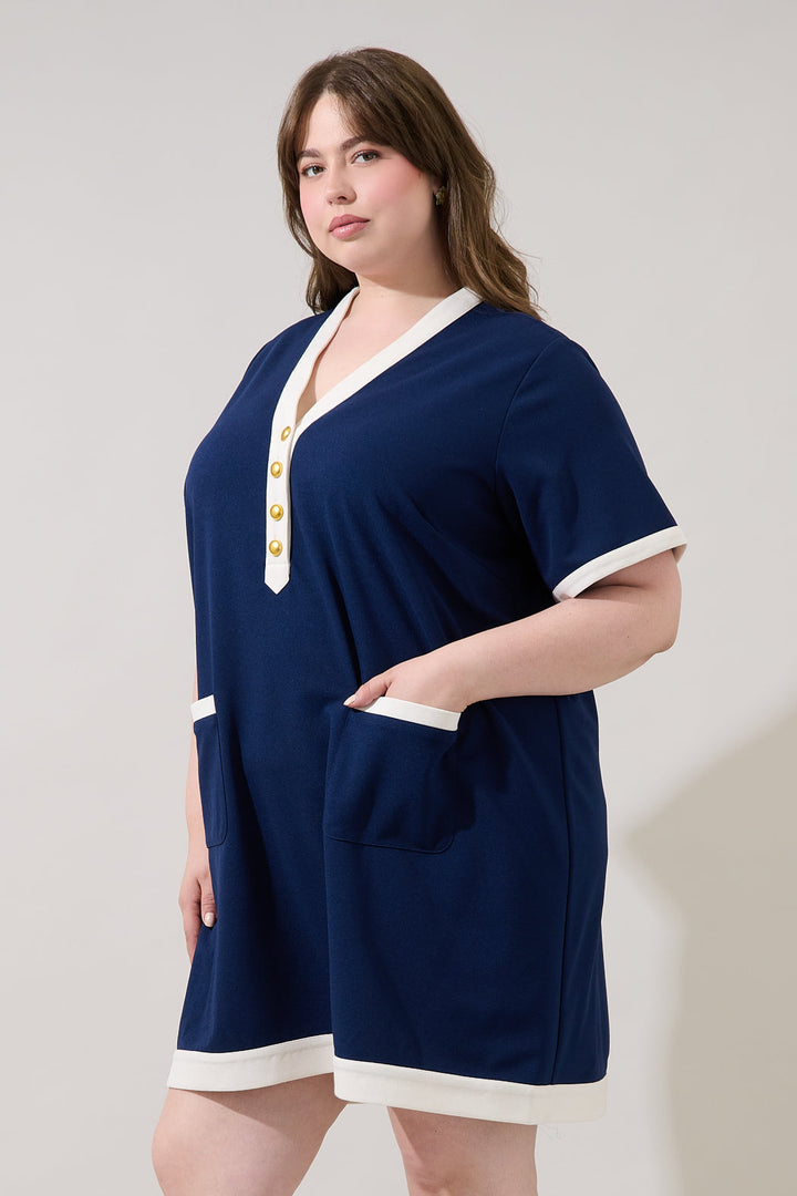 Durmela Contrast Shift Mini Dress Curve